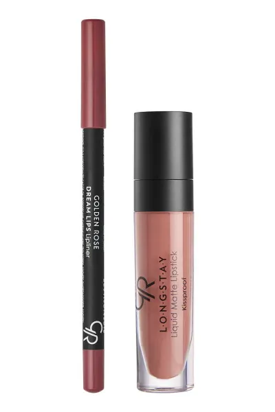 Golden Rose Matte Lip Kit -Warm Sable- Likit Mat Ruj ve Dudak Kalemi Seti 400187