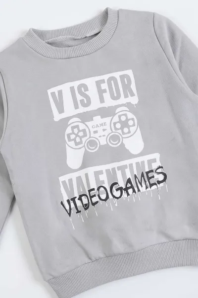 Gri (0-4 Yaş) Video Games Baskılı 2 İp Erkek Bebek&Çocuk Mevsimlik Takım 481061
