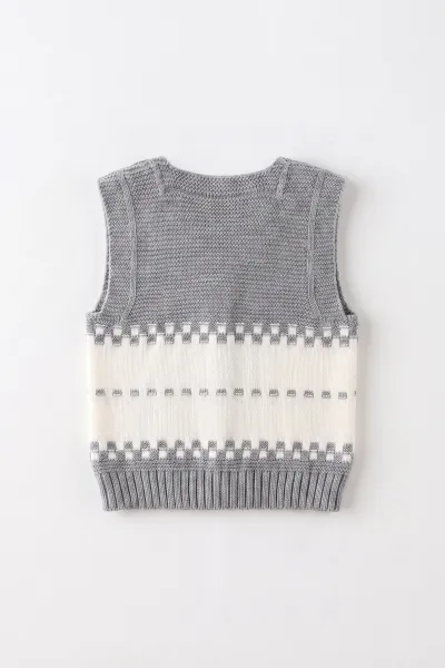Gri (0-5 Yaş) Araba Motifli Triko Erkek Çocuk&Bebek Yelek 474867
