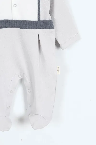 Gri (0-9 Ay) Yakadan Çıtçıtlı Patikli Erkek Bebek Tulum 400314