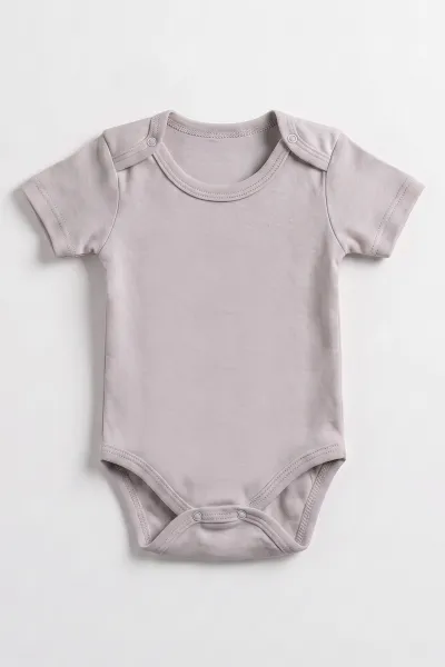 Gri (1-3 Yaş) Düz   Kısa Kol  Bebek & Çocuk Çıtçıtlı Badi 480399