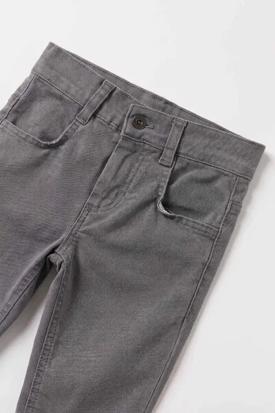 Gri (1-5 Yaş) Badili Triko Hırkalı    Gabardin Pantolonlu  Erkek  Çocuk 3'lü Takım 501558