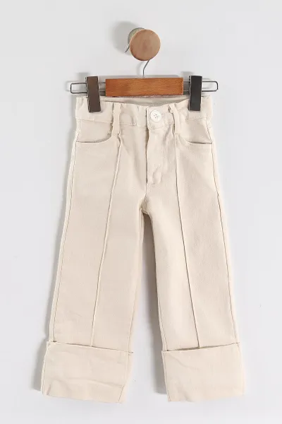 Gri (1-5 Yaş) Kapitone Çiçek Nakışlı Yelekli    Gabardin Pantolonlu  Kız Çocuk 3'lü Takım 443845