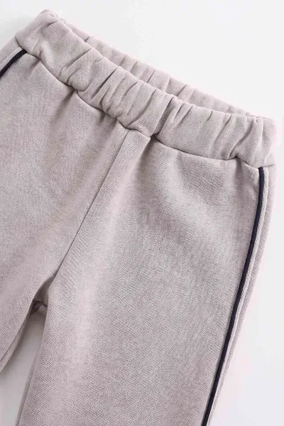 Gri (1-5 Yaş) Reglan Kol Kıl Biyeli Nakışlı 3 İp Şardonlu Erkek Çocuk Kışlık Takım 492146