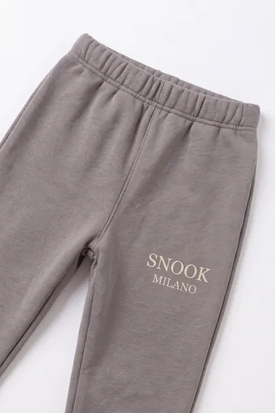 Gri (1-5 Yaş) Snook Baskılı Gömlek Yaka İçi Şardonlu Erkek Çocuk Kışlık Takım 496557