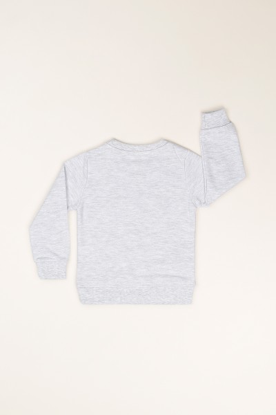 Gri (1-8 Yaş) Çiçek Baskılı İçi Şardonlu Kız Çocuk Sweatshirt 81379