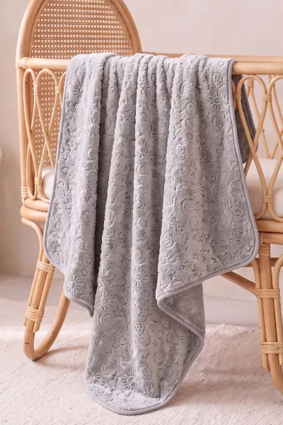 Gri (100*120 cm)Desenli Peluş Battaniye 493687