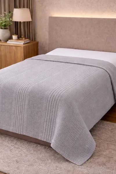 Gri 160x220 Cm Bella Home Tek Kişilik Pamuklu Petek Pike 474877