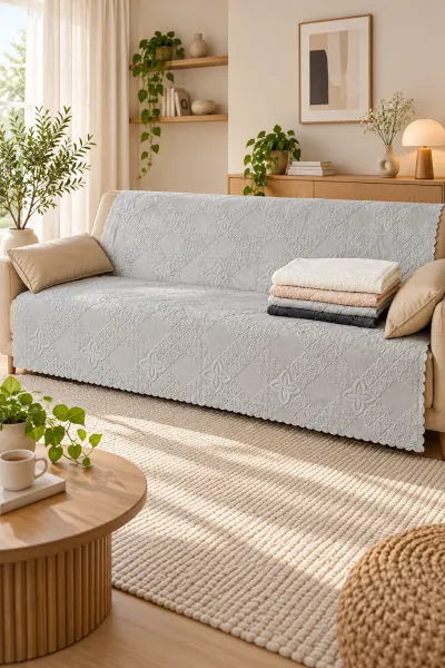 Gri 170x215 Cm Bella Home Focus Asorti Koltuk Örtüsü 487074