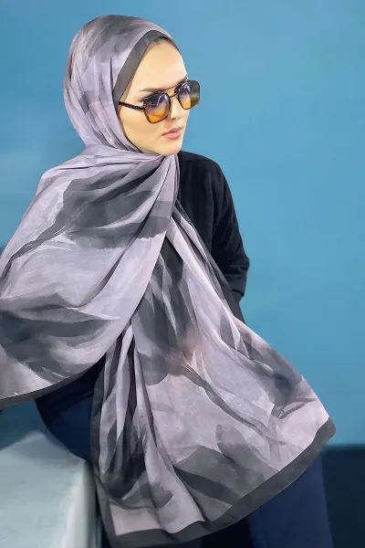 Gri 180X70 cm Dijital Baskı Watercolor Desenli Pamuk Şal 335054