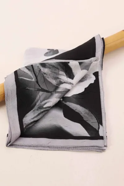 Gri 180x75 Cm Our Fashion Dijital Baskılı Desenli Bambu Kraş Şal 396752