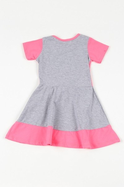 Gri (2-10 yaş) Minnie Mouse Pul İşlemeli  Önü Kurdeleli Kız Çocuk Elbise 108683