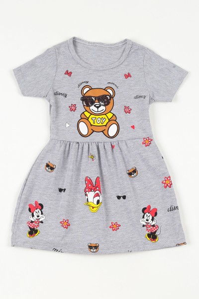 Gri (2-10 yaş) Moschino Toy Baskılı Kız Çocuk Elbise 108652