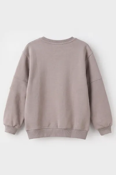 Gri (2-12 Yaş) Confident Kabartma Baskılı 3 İp Şardonlu Erkek Çocuk Sweatshirt 486882