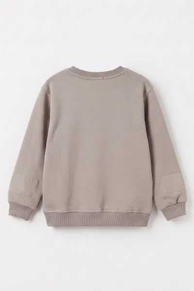 Gri (2-12 Yaş) Urban Nakışlı   İçi Şardonlu Erkek  Çocuk Sweatshirt 493820