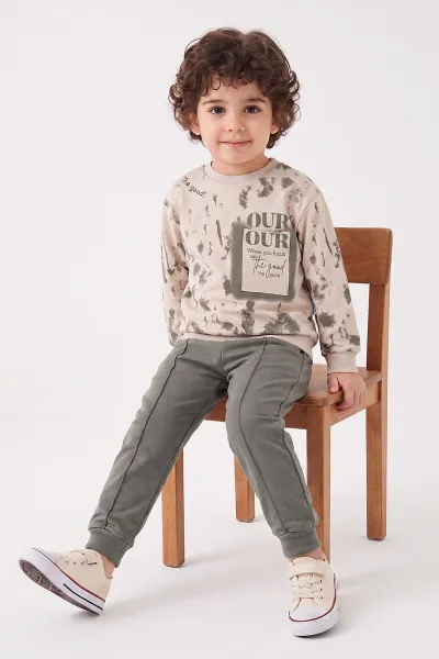 Gri (2-5 Yaş) Our Baskılı Cepli Erkek Çocuk Takım 471397