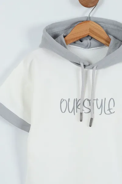 Gri (2-5 Yaş) Ourstyle Baskılı Kapüşonlu Erkek Çocuk Takım 271477