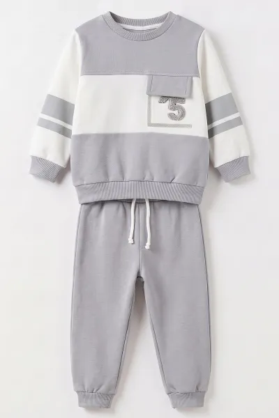 Gri (2-5 Yaş ) Şardonlu İki İp Erkek Çocuk Takım 492282