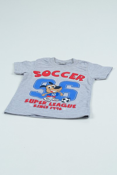 Gri (2-5 Yaş) Soccer Baskılı Erkek Çocuk Şortlu Takım 97594