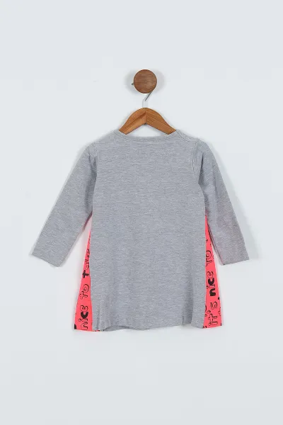 Gri (2-6 Yaş) Cute Baskılı Süprem Likralı  Kız Çocuk Elbise 419336