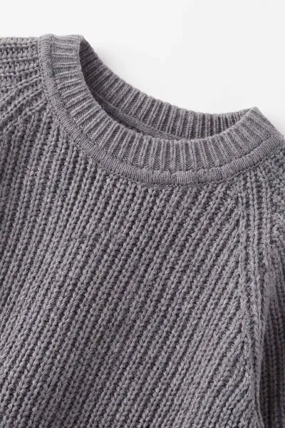 Gri (2-8 Yaş) Dikişsiz Selanik Örgülü Unisex Çocuk Kazak 474932