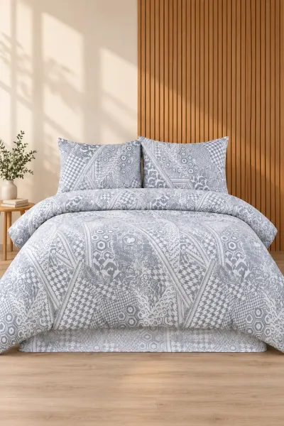 Gri 200x220 Cm Bella Home Lastiksiz Battal Boy New Box Nevresim Takımı 492015