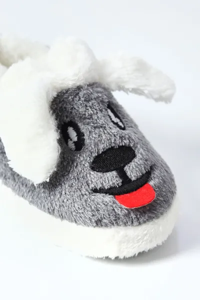 Gri ( 21 - 24 ) Peluş Figürlü Erkek Bebek Panduf 494639