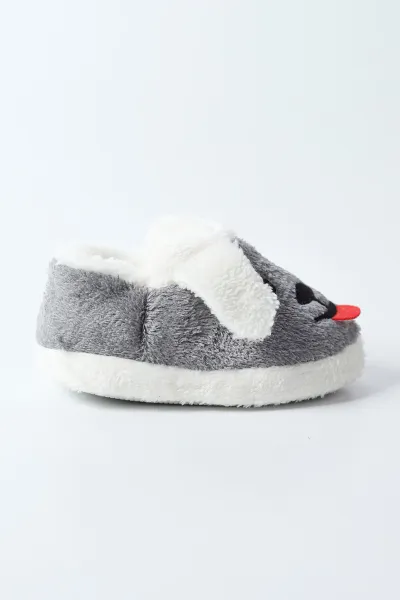Gri ( 21 - 24 ) Peluş Figürlü Erkek Bebek Panduf 494639