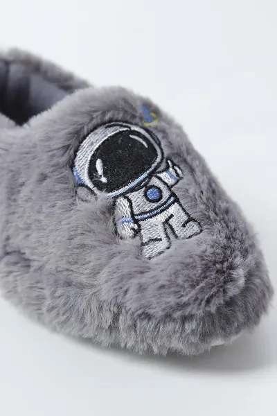Gri ( 21 - 24 ) Peluş Figürlü Erkek Bebek Panduf 495176