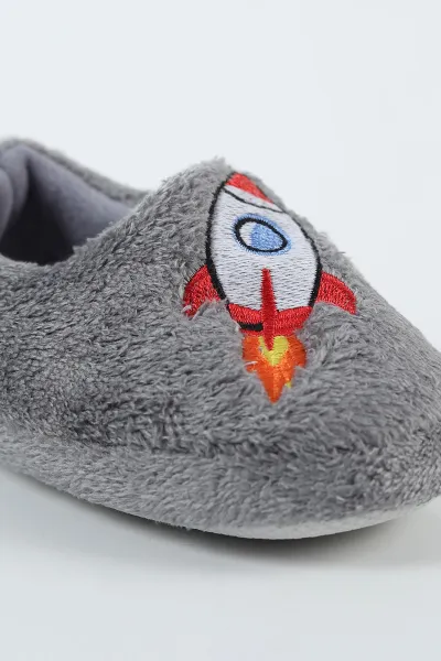 Gri ( 21 - 24 ) Peluş Figürlü Erkek Bebek Panduf 499079