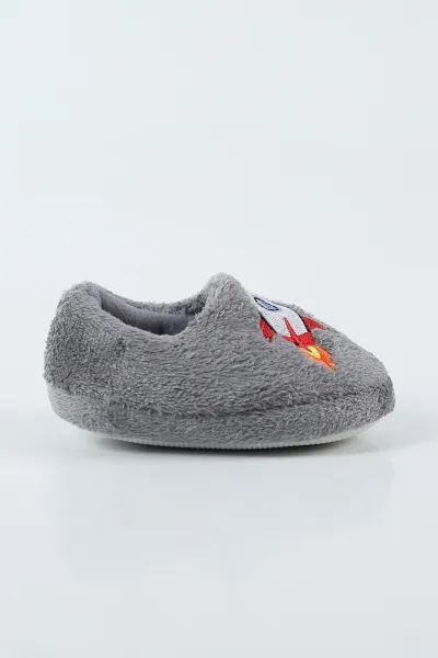 Gri ( 21 - 24 ) Peluş Figürlü Erkek Bebek Panduf 499079