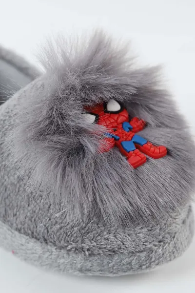 Gri ( 21 - 24 ) Peluş Figürlü Erkek Bebek Panduf 495165