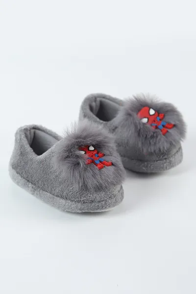 Gri ( 21 - 24 ) Peluş Figürlü Erkek Bebek Panduf 495165