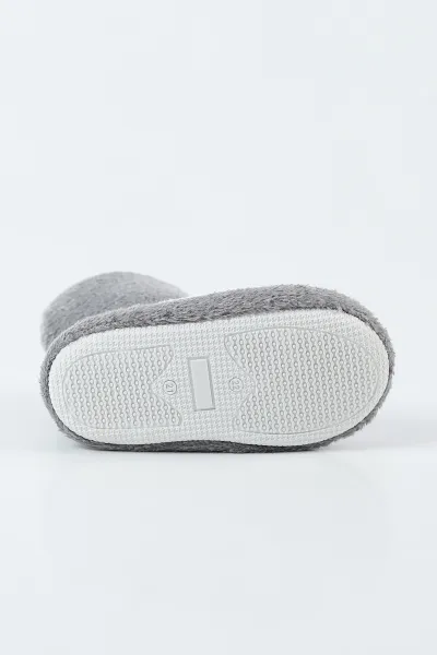 Gri ( 21 - 24 ) Peluş Figürlü Kız Bebek Panduf 498653