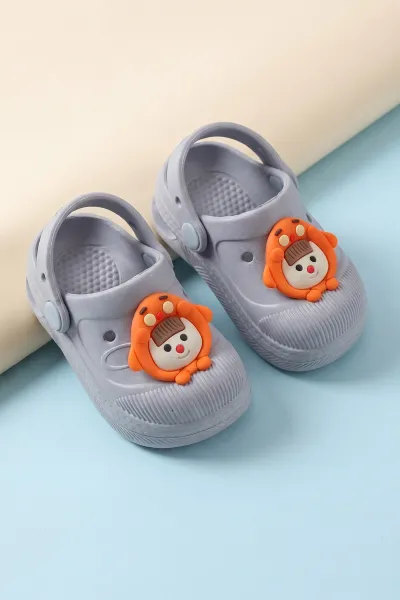 Gri ( 21 - 28 ) Figürlü Kız Bebek / Çocuk Terlik ve Sandalet 464819