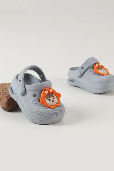 Gri ( 21 - 28 ) Figürlü Kız Bebek / Çocuk Terlik ve Sandalet 464819