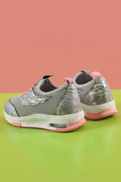 Gri (22-25 Bebe) Işıklı Desenli Kız Bebe Spor Ayakkabı 248788