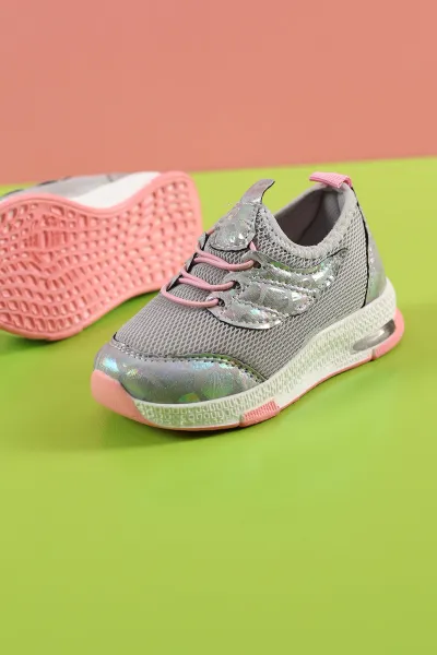 Gri (22-25 Bebe) Işıklı Desenli Kız Bebe Spor Ayakkabı 248788