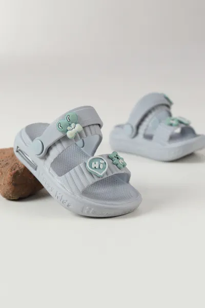 Gri ( 22 - 29 ) Figürlü Kız Bebek / Çocuk Terlik ve Sandalet 472061