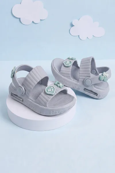 Gri ( 22 - 29 ) Figürlü Kız Bebek / Çocuk Terlik ve Sandalet 472061