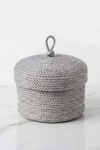 Gri 22x13 Cm Bella Home Örgü Kapaklı Sepet - Düzenleyici - Organizer 447861