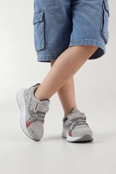 Gri ( 26 - 30 ) Cırt Bantlı Erkek Çocuk Spor Ayakkabı 444598