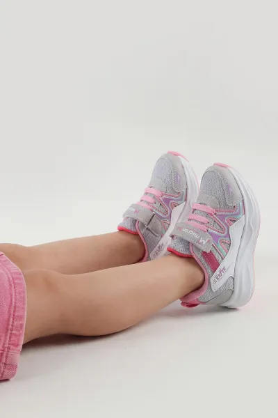 Gri ( 26 - 30 ) Cırt Bantlı Kız Çocuk Spor Ayakkabı 444603