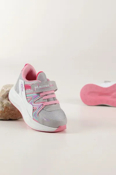 Gri ( 26 - 30 ) Cırt Bantlı Kız Çocuk Spor Ayakkabı 444603