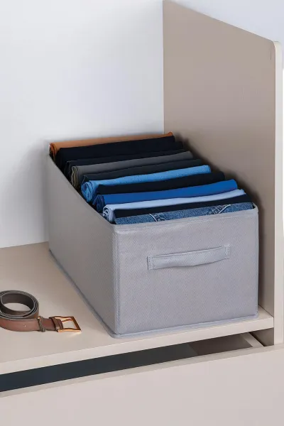 Gri 26x41x20 Cm Dolap İçi Pantolon Düzenleyici-Pantolon Organizer 399043