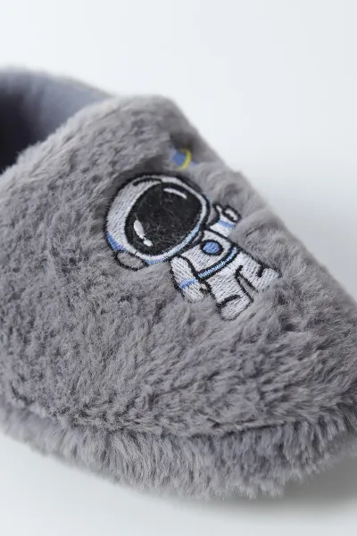 Gri ( 29 - 34 ) Peluş Figürlü Erkek Çocuk Panduf 495177