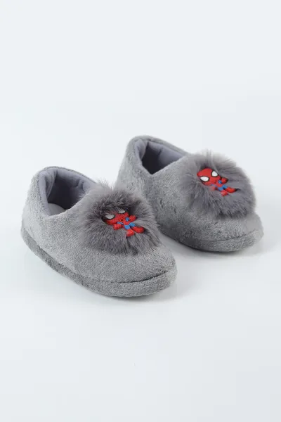 Gri ( 29 - 34 ) Peluş Figürlü Erkek Çocuk Panduf 495164