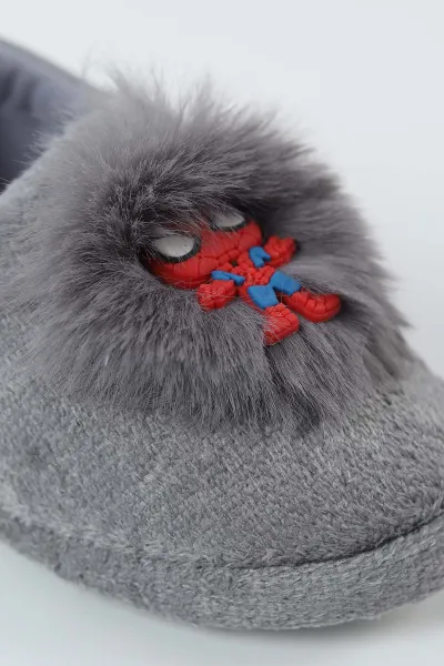 Gri ( 29 - 34 ) Peluş Figürlü Erkek Çocuk Panduf 495164