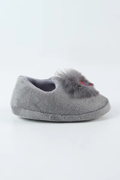Gri ( 29 - 34 ) Peluş Figürlü Erkek Çocuk Panduf 495164
