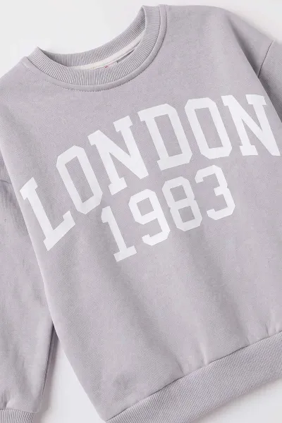 Gri (3-10 Yaş)  London Baskılı 3 İp Şardonlu Erkek Çocuk Kışlık Takım 495840